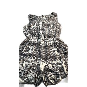 Lucky Brand Romper Womens M Black White Paisley Boho Elastic Waist Sleeveless